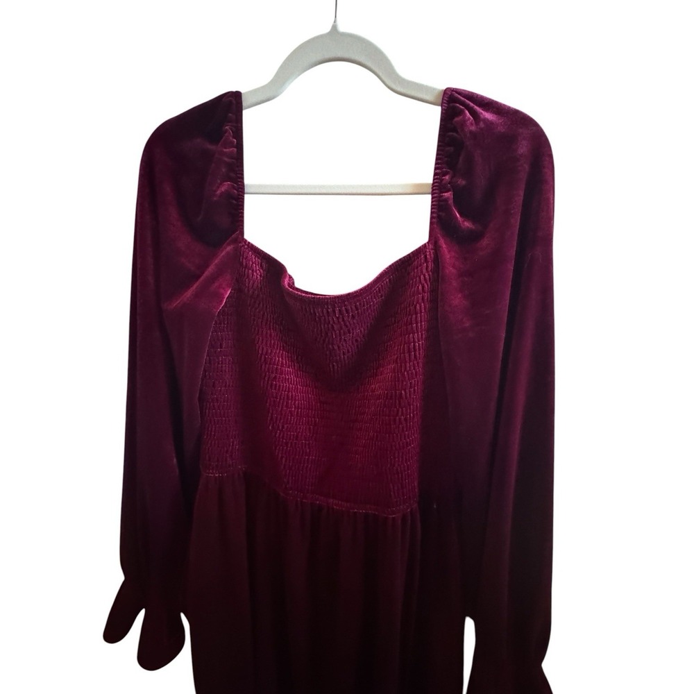 NWT Cupshe Sweet Sangria Red Velvet Mini Dress Size Large Smocked Bodice Holiday - Picture 7 of 14